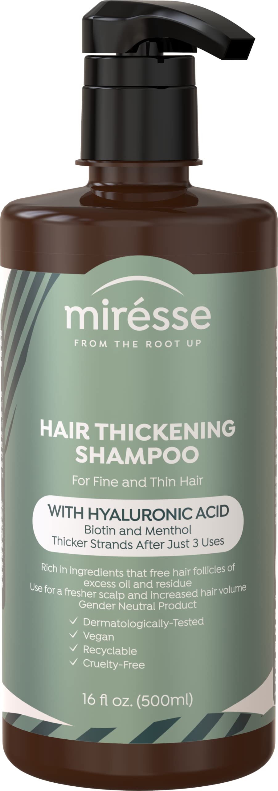 miresse MIRÉSSE - Pack of 3 Hyaluronic Acid Hair Thickening Shampoo - Shampoo for Oily Hair - Biotin Treatment for Women and Men - Vegan and Cruelty-Free - Proven Results - 48 Fl oz