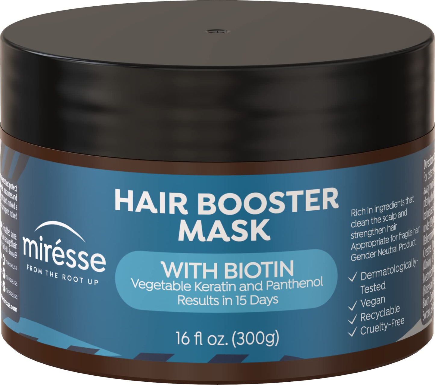MIRÉSSE - Pack of 2 Biotin Hair Booster Mask - Anti-Thinning Hair Product for Women & Men - Keratin Treatment for Hair Loss - Mask for Hair Growth- Vegan and Cruelty-Free - Proven Results - 20 Fl oz