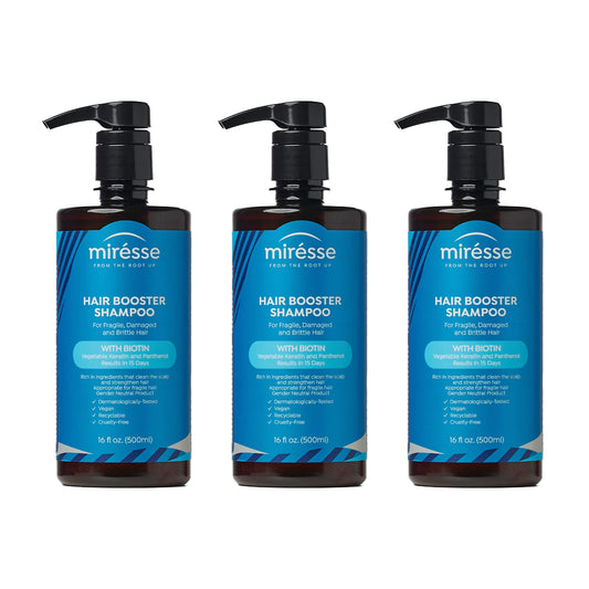 MIRÉSSE- Pack of 3 Keratin Hair Booster Shampoo - Anti-Thinning Biotin Hair Product for Women & Men -Treatment for Hair Loss -Shampoo for Hair Growth - Vegan, Cruelty-Free - Proven Results - 48 Fl oz